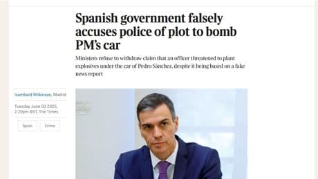 El bulo de la bomba lapa salta a la prensa internacional: asombro en 'The Times' por la no rectificación del Gobierno