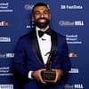 Mohamed Salah and Alessia Russo dress to impress as they collect FWA Footballer of the Year awards at ceremony in London