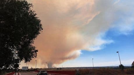 Alerta en Madrid por una gran nube de humo y ceniza procedente de un incendio de Toledo: la A-5 y la R-5 cortadas