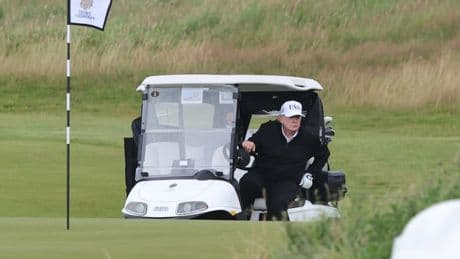 Donald Trump seen golfing at start of five day private visit to Scotland