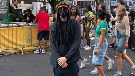 Premier League and England star goes undercover at Notting Hill Carnival with a VERY secretive disguise - as he posts one-word message