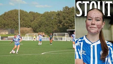 Teenage star 1-0 Trolls! The moment footballer, 16, who was mocked for having acne in her unveiling photos, scores brilliant free-kick on her debut
