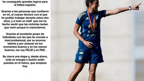 Carta de despedida de Montse Tomé: &quot;Me voy feliz...&quot;