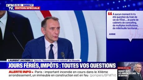 Deux jours fériés supprimés: "Qu'est-ce que c'est que ce travail de bricoleur?", s'interroge Laurent Jacobelli, député du Rassemblement national de Moselle