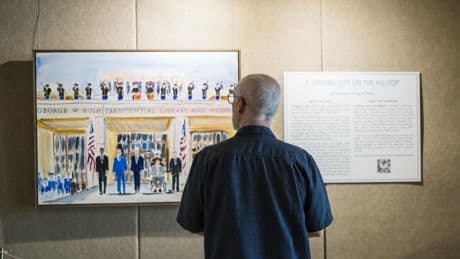 Former President George W. Bush draws inspiration close to his Dallas home in his latest paintings