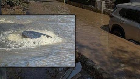Bodrum'da içme suyu isale hattı patladı! Tonlarca su sokağa taştı