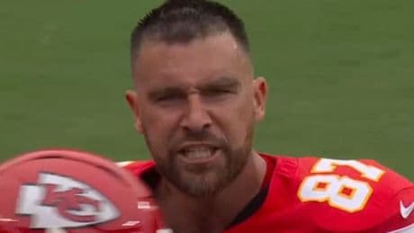 Raging Travis Kelce LOSES IT with Chiefs teammates and throws his helmet down in wild outburst during Eagles game