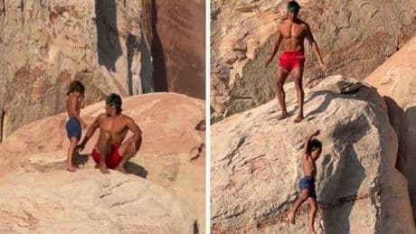 Un influencer lanza a su hijo al mar desde un acantilado para «enseñarle a afrontar sus miedos» y le llueven las críticas