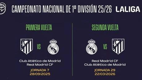¡El Atlético se medirá a Madrid y Barça en dos jornadas seguidas!