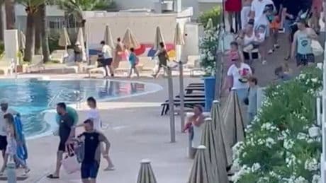 Hilarious moment Brits sprint for best sunbeds the second pool opens at Spanish hotel