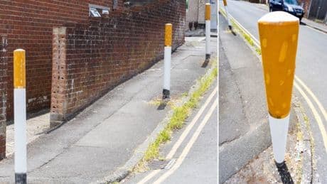 Mystery over ‘disgusting’ bollards painted like stubbed-out cigarettes