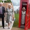 Queen Camilla leaves primary school teacher in stitches as she crams into phone box with a group of giggling children during sculpture park visit