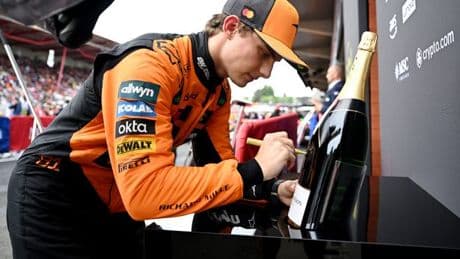 Oscar Piastri's heartfelt reason he wrote grandad's name on Belgian GP winner's champagne