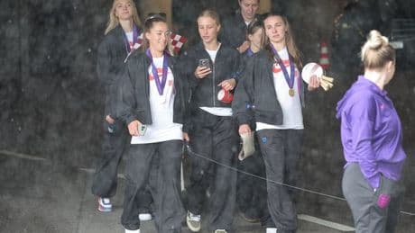 England Lionesses return home after partying until 4am to celebrate Euro 2025 win