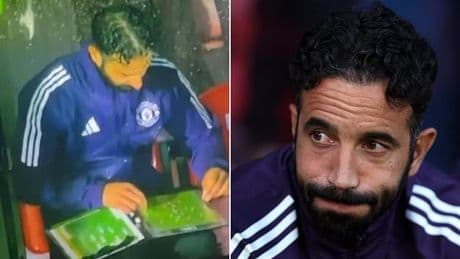 Fans blast Man United manager Ruben Amorim for bizarre antics on touchline with his side 2-0 down to League Two minnows Grimsby - as Red Devils suffer Carabao Cup humiliation