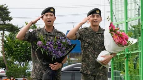 K-pop stars RM and V of BTS complete their mandatory service in South Korean military