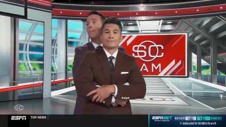 ‘SportsCenter’ anchors reenact viral Coldplay kiss cam video
