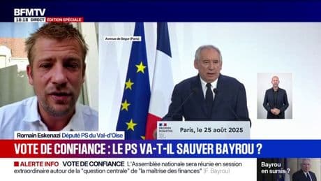 Vote de confiance du 8 septembre: "Aucune voix socialiste n'ira à la confiance de François Bayrou", assure Romain Eskenazi, député PS du Val-d'Oise