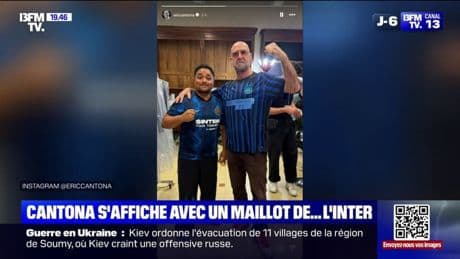 Ligue des Champions: Éric Cantona s'affiche avec un maillot de l'Inter Milan avant le match de ce soir