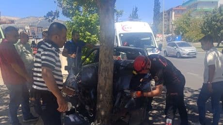 Otomobil ağaca çarptı, sürücü yaralandı