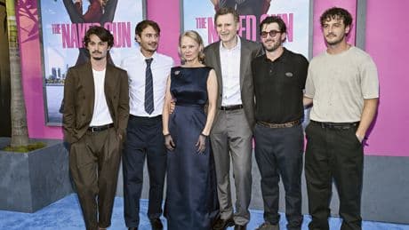 Pamela Anderson and Liam Neeson bring their sons to ‘The Naked Gun’ NYC premiere