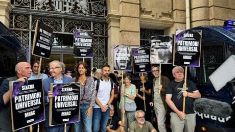 Los técnicos de Aragón acceden al MNAC para estudiar las pinturas murales de Sijena