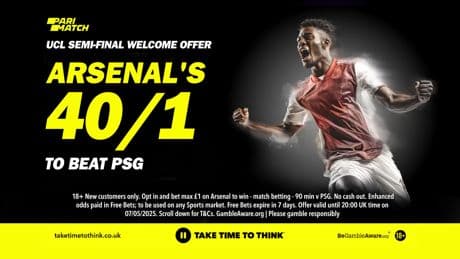 PSG vs Arsenal: Get 40/1 odds for the Gunners to win with Parimatch