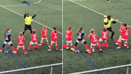 El cautivador baile de un árbitro y un equipo de fútbol: "¡Waka, waka; eh, eh!"