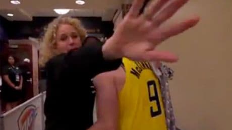 TJ McConnell’s mom has tense moment with ESPN crew in gutting NBA Finals scene