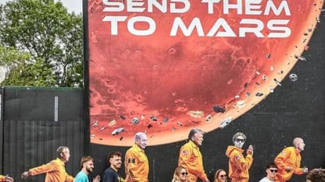 ‘Send them to Mars’: Glastonbury installation takes aim at Elon Musk