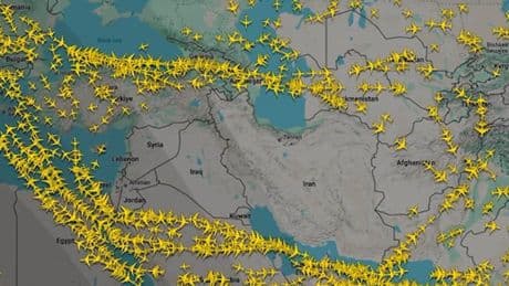Flight tracker shows airlines avoiding Middle East airspace after US bombs Iran