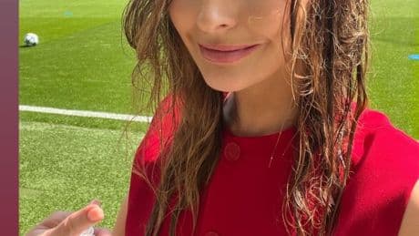 Awkward moment TNT Sports presenter gets blasted by sprinkler & forced to run for cover minutes before going live on air
