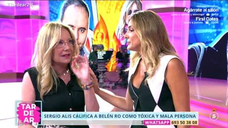 Belén Rodríguez abandona el plató de 'TardeAR' para no responder a las acusaciones de Sergio Alis: "Me tengo que ir. Tengo diarrea"