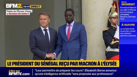 Emmanuel Macron reçoit son homologue sénégalais Bassirou Diomaye Faye à l'Élysée