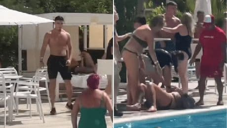 Pro footballer knocks out woman with a chair during poolside brawl at Ibiza hotel