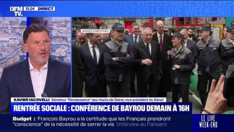 Conférence de presse de Bayrou: "C'est l'occasion de faire le point sur les travaux parlementaires de l'été", déclare Xavier Iacovelli (Renaissance)