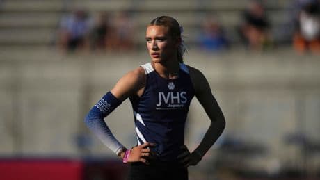 Male-born A.B. Hernandez wins two golds, silver at California girls' track championship