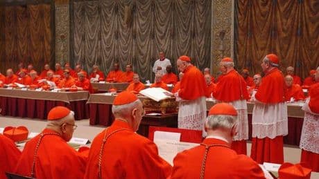 The conclave so heated it erupted in a fist fight leaving a cardinal with broken bones