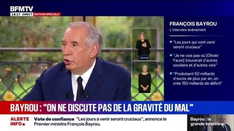 François Bayrou estime que "les 44 milliards" d'économie permettront de sortir "de la malédiction immédiate de la dette"