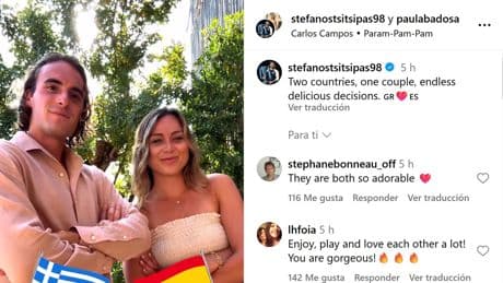 Tsitsipas y Paula Badosa, duelo entre España y Grecia por la comida