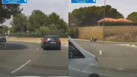 La temeraria maniobra de un vehículo en una rotonda de Alicante que acaba provocando un accidente: “No te quejes, que después del golpe puso su intermitente y todo”