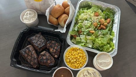 We tried Texas Roadhouse's $55 'family pack' deal. It was a wildly great value for the 4 of us.