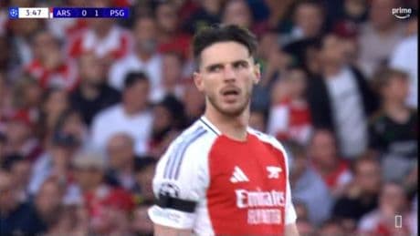 Declan Rice’s disgusted reaction spotted as Arsenal concede vs PSG minutes after his eight-word warning to team-mates