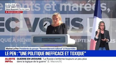 Il faut "renouer avec des dirigeants politiques qui assument leurs erreurs", estime Marine Le Pen