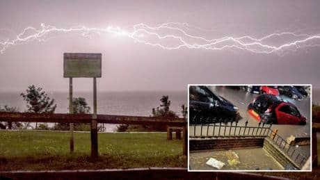 UK hit by 30,000 lightning strikes after hottest day of the year ends with intense storms