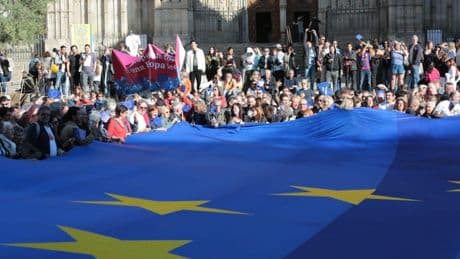 Concentración en defensa de los valores del europeísmo en Barcelona
