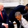 KIJK. Trump deelt fake video waarin Obama gearresteerd wordt in Witte Huis terwijl hij zelf lachend toekijkt