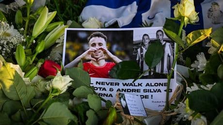Diogo Jota: Two Liverpool stars make delayed visit to tragic star's hometown for mass