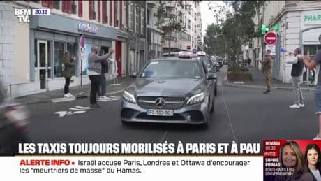 "Il faut que les plateformes soient sous le contrôle de l'exécutif": les chauffeurs de taxis sont toujours mobilisés à Paris et à Pau