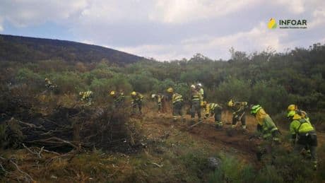 Los bomberos forestales de Aragón vuelven este lunes a casa tras diez días luchando contra los incendios de León